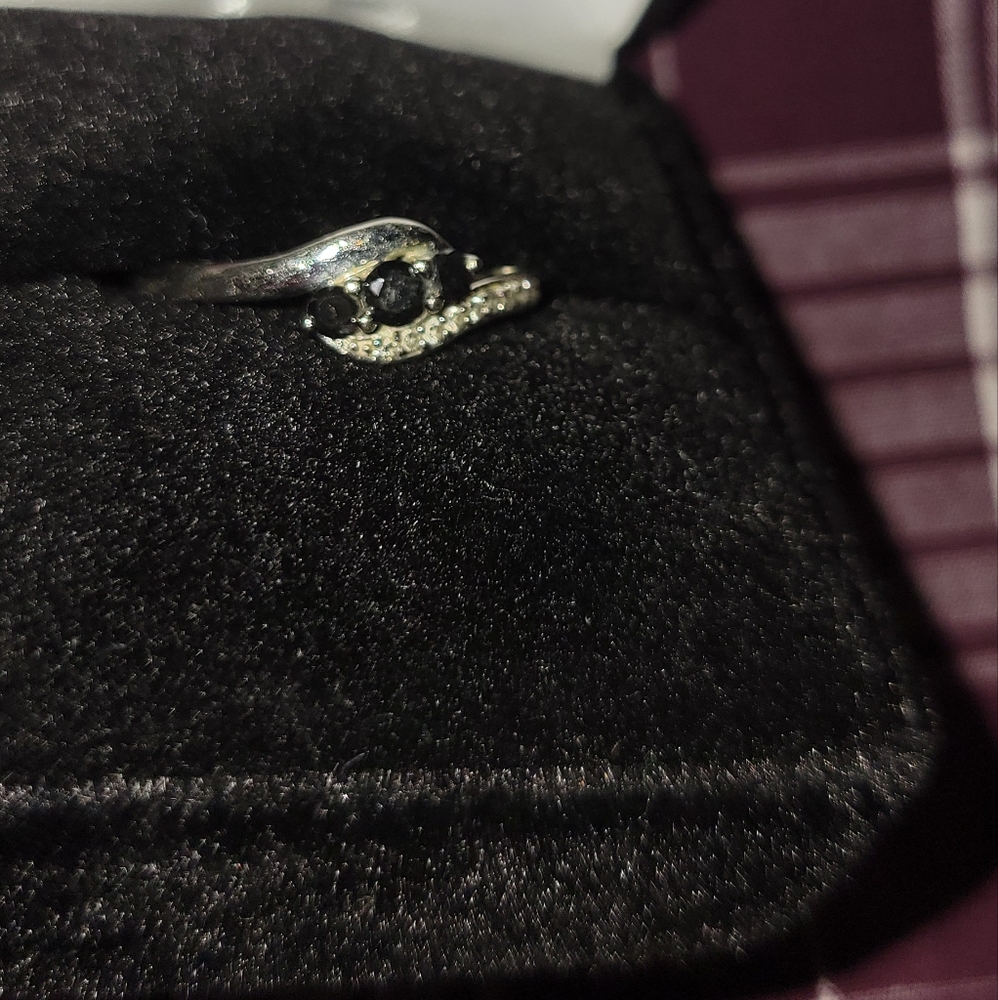 White gold and black diamond ring